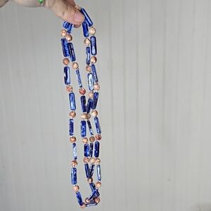 Elegant Blue and Gold Beaded Necklace